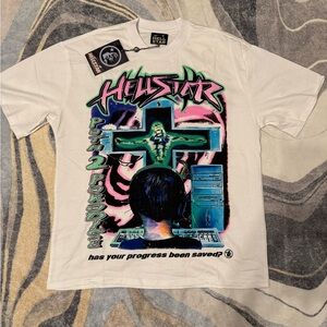 Hellstar Is Your Progress Saved Cross White T-Shirt Men’s Size Medium or Large